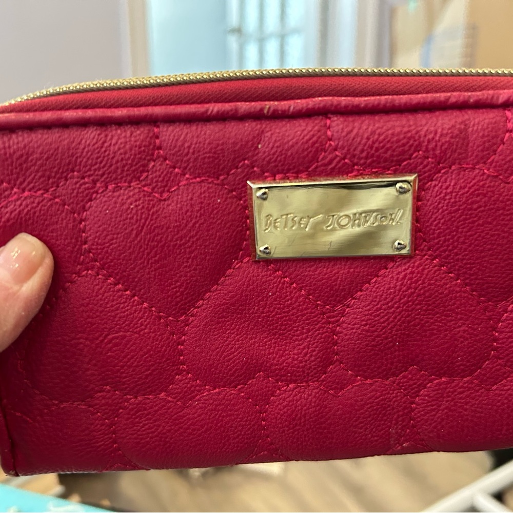Betsey Johnson Fuchsia Heart-Quilted Wallet